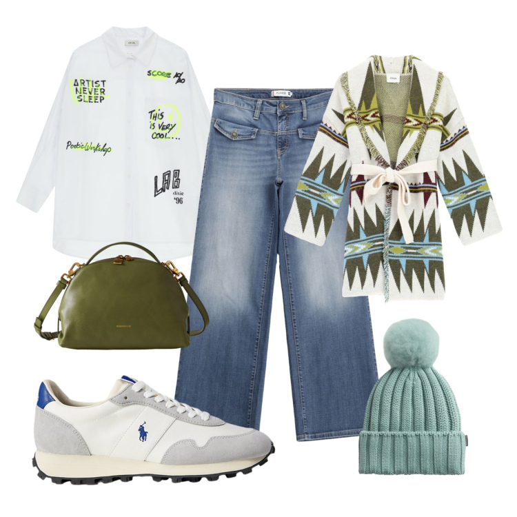 Outfit donna - Cardigan morbido e pratico!. Stile Urban per Tutti i giorni. Abbinamento con jeans, cardigans, camicie, borse a mano, sneakers, berretti.