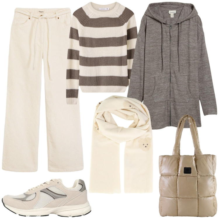Outfit donna - Qualcosa di velluto. Stile Basic per Tutti i giorni. Abbinamento con pantaloni, cardigans, sciarpe, maglieria, sneakers, shopping bag.