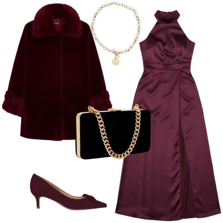 Outfit donna - Bon ton serata evento festività. Stile Bon Ton per Serata fuori. Abbinamento con vestiti lunghi, clutch, collane, décolleté, cappotti.