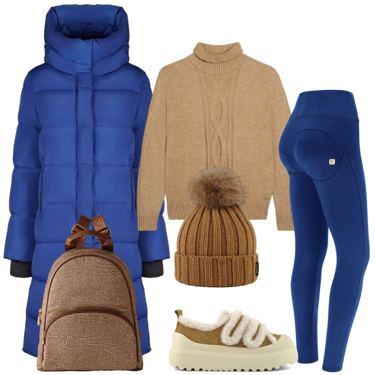 Outfit donna - Total look #2288604. Stile Sporty chic per Tutti i giorni. Abbinamento con zaini, maglieria, pantaloni skinny, piumini, berretti, sneakers.