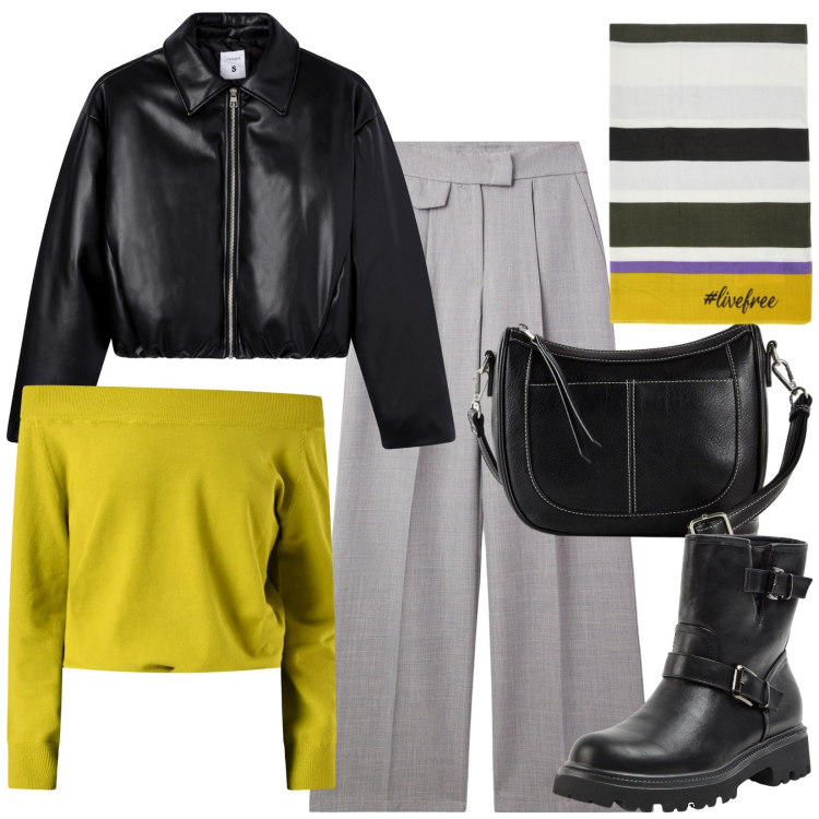 Outfit donna - Il bomber in ecopelle. Stile Casual per Tutti i giorni. Abbinamento con borse a tracolla, maglieria, pantaloni, stivaletti, giacche, sciarpe.