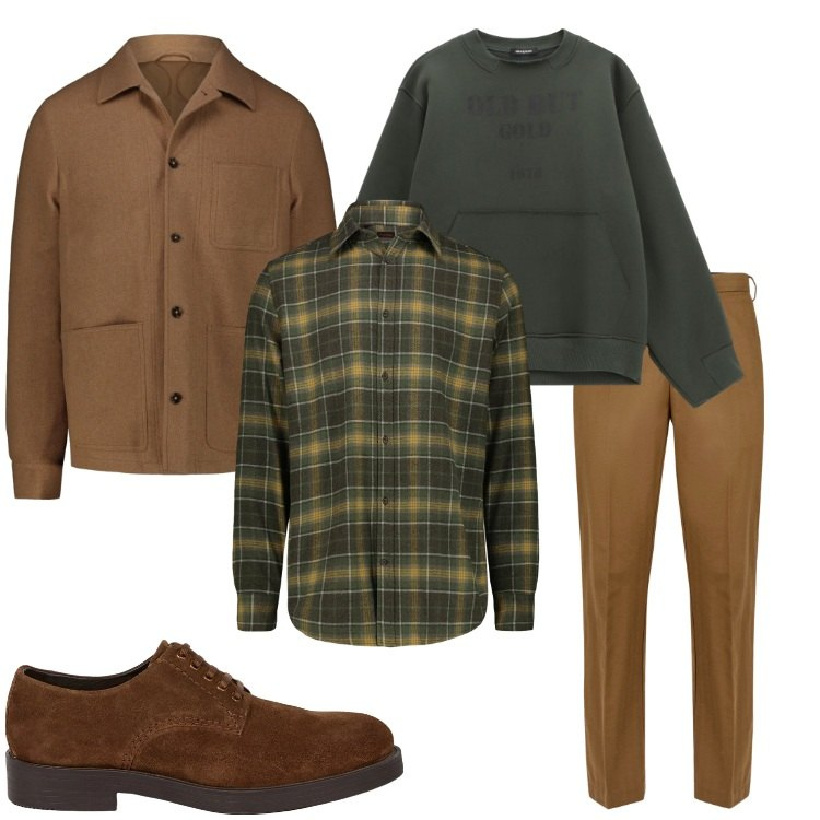 Outfit uomo - Look smart casual da ufficio. Stile Casual per Ufficio. Abbinamento con felpe, scarpe stringate, pantaloni, cappotti, camicie.