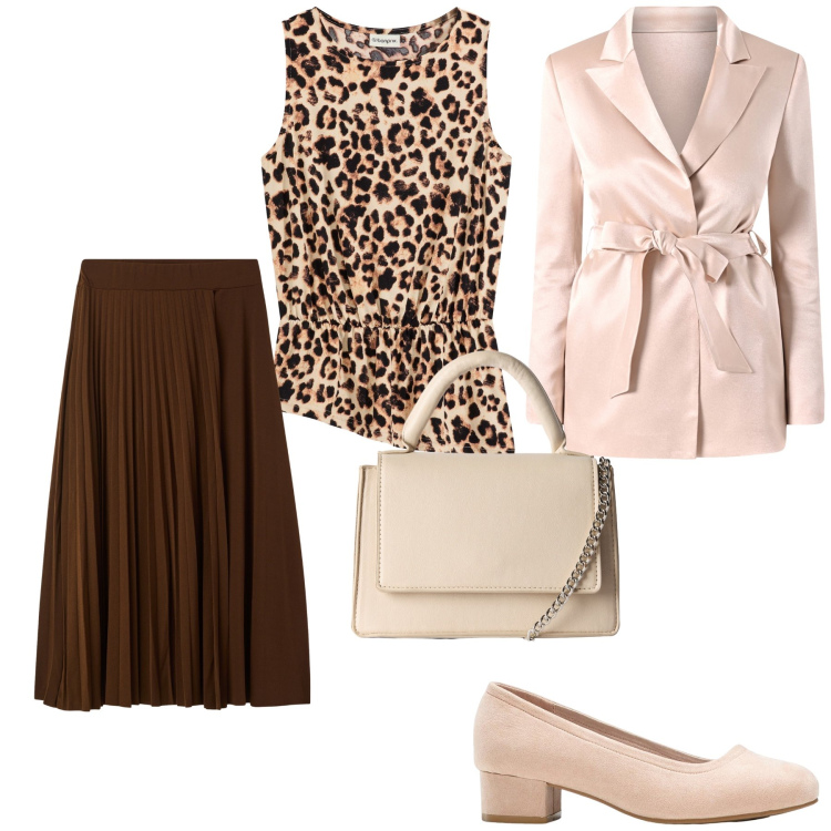Outfit donna - Cresima. Stile Chic per Cerimonia. Abbinamento con décolleté, top, blazer, gonne lunghe, borse a tracolla.