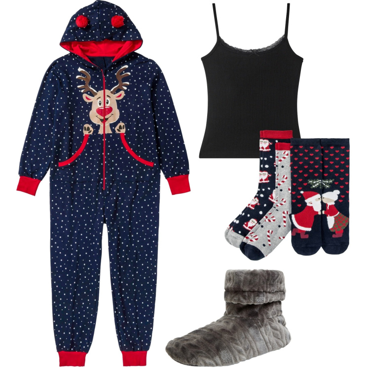 Outfit donna - Total look #2288673. Stile Basic per Tutti i giorni. Abbinamento con tute, calzini, magliette intime, pantofole.