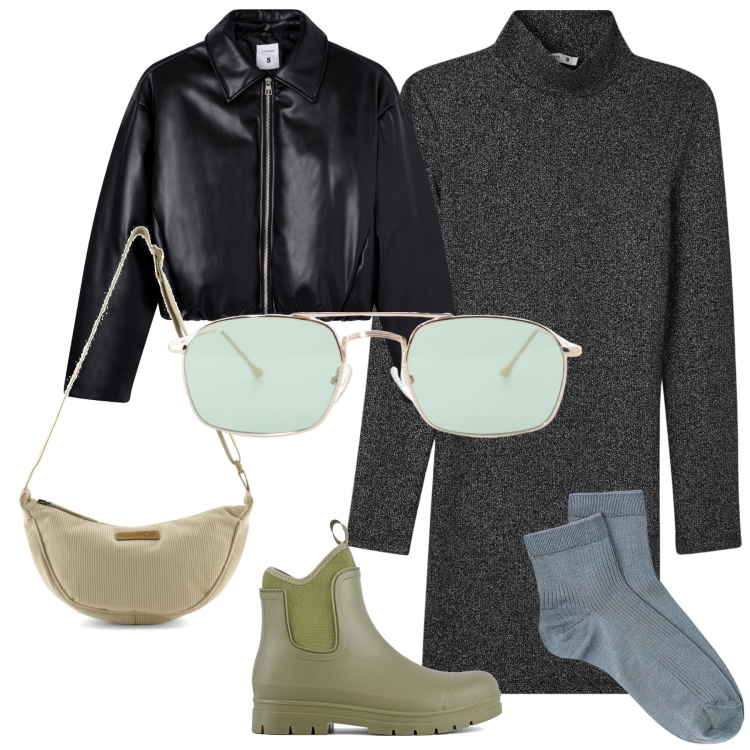 Outfit donna - Coperta e di corsa se piove. Stile Basic per Tutti i giorni. Abbinamento con vestiti corti, giacche, occhiali da sole, stivali, borse a tracolla, collant.