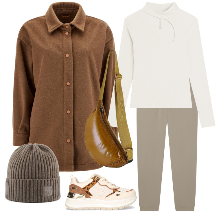 Outfit donna - Everyday. Stile Sporty chic per Tutti i giorni. Abbinamento con cappotti, pantaloni, maglieria, borse sportive, berretti, sneakers.