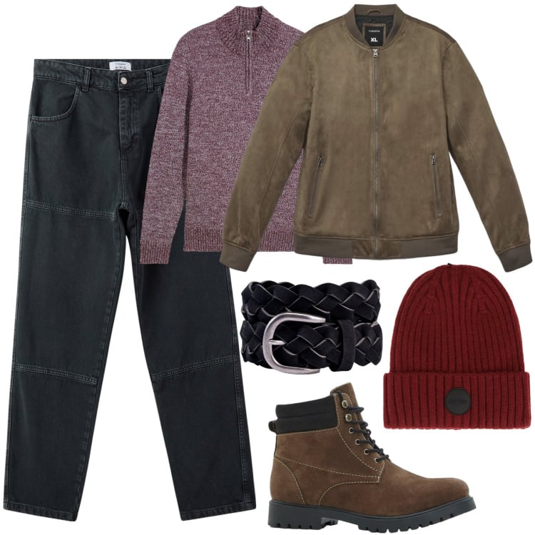 Outfit uomo - Smart casual da ufficio. Stile Casual per Tutti i giorni. Abbinamento con stivali e stivaletti, maglieria, pantaloni, giacche, berretti, cinture.