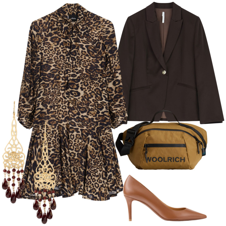 Outfit donna - Col marsupio a cena. Stile Glamour per Serata fuori. Abbinamento con blazer, vestiti corti, orecchini, décolleté, borse a tracolla.