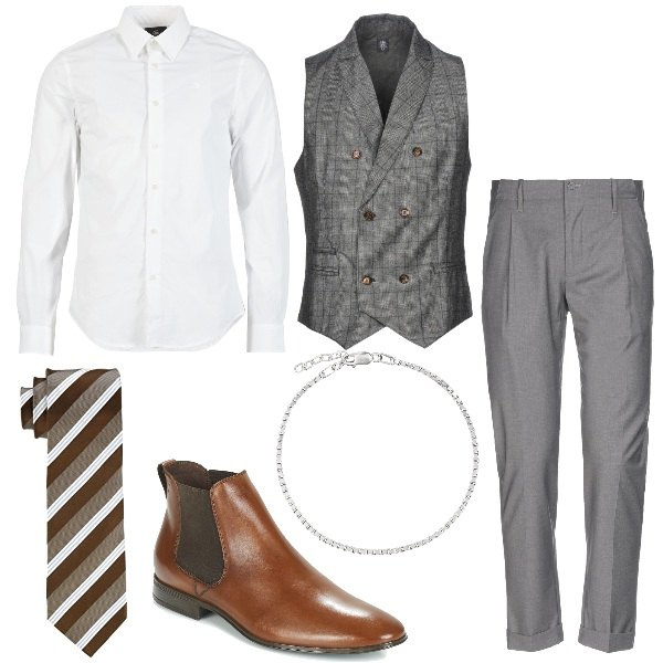 Outfit uomo - Con il panciotto doppiopetto. Stile Business/Elegante per Serata speciale.