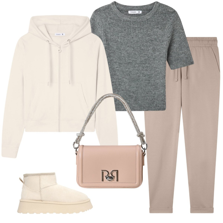 Outfit donna - Total look #2288895. Stile Sporty chic per Sport. Abbinamento con borse a mano, pantaloni, t-shirt, felpe con cappuccio, stivaletti.