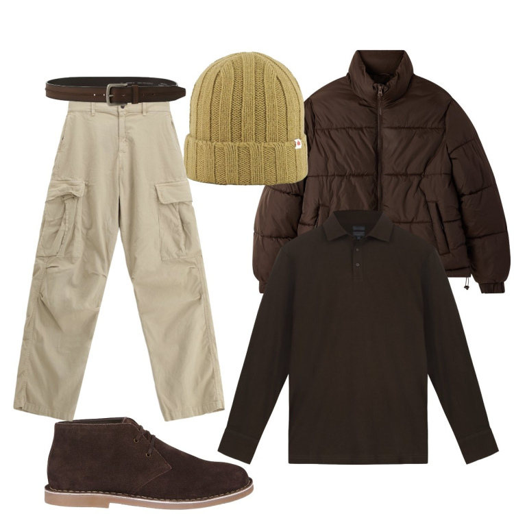 Outfit uomo - Arriva il freddo. Stile Trendy per Tutti i giorni. Abbinamento con bomber, pantaloni cargo, cinture, cappelli, stivali e stivaletti, polo.