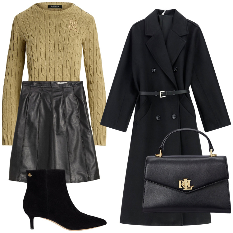 Outfit donna - Perfetta. Stile Bon Ton per Ufficio. Abbinamento con gonne, cappotti, maglieria, borse a mano, stivaletti.