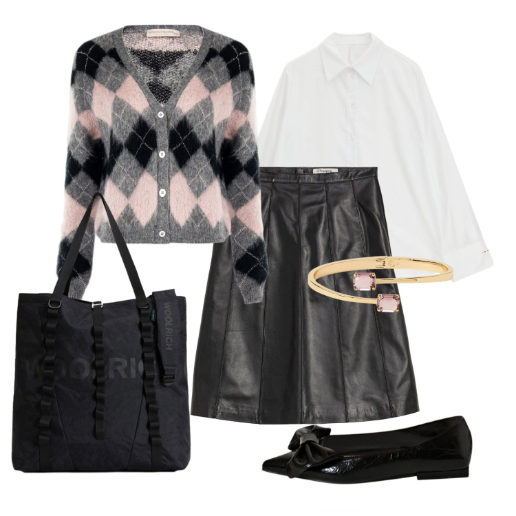 Outfit donna - Morbido abbraccio. Stile Preppy per Scuola/Università. Abbinamento con gonne, cardigans, ballerine, camicie, braccialetti, borse tote.