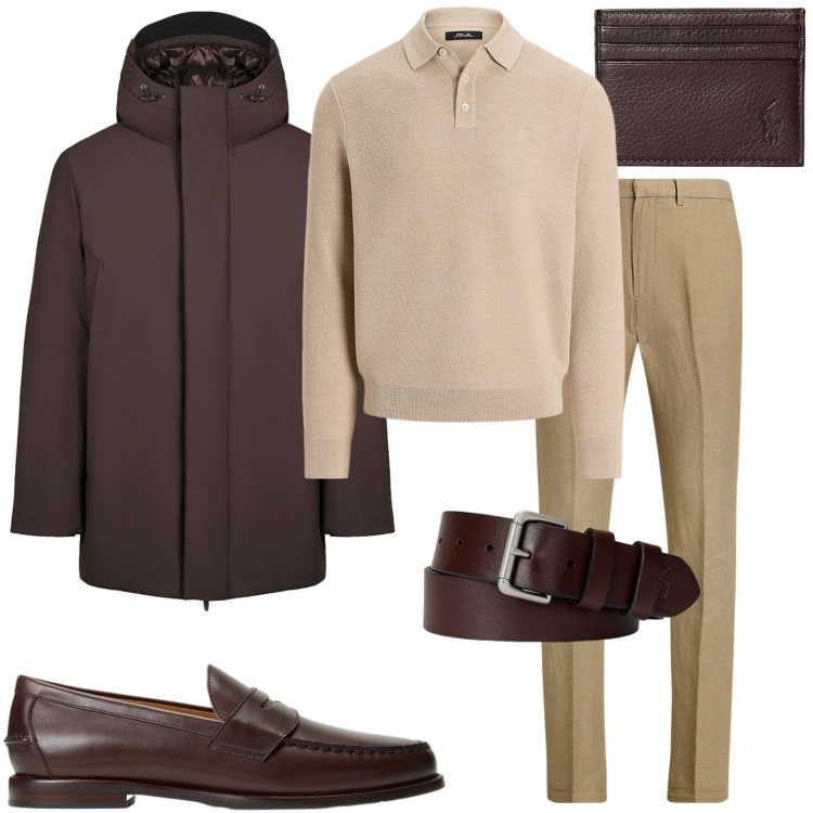 Outfit uomo - Dettagli in pelle. Stile Urban per Tutti i giorni. Abbinamento con giacche, cinture, portafogli, maglieria, pantaloni, scarpe stringate.