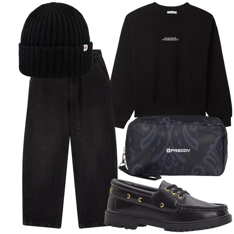 Outfit donna - Black jeans. Stile Mannish per Tutti i giorni. Abbinamento con mocassini, jeans, felpe, valigie, cappelli.