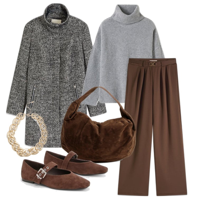 Outfit femme - Novembre. Style Tendance pour Ecole/Université. Assortir avec pantalon , pulls, manteaux, sacs à main, colliers, ballerines.