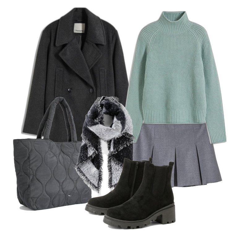 Outfit femme - Novembre. Style Tendance pour Tous les jours. Assortir avec pulls, minijupes, écharpes, caban, bottes, sacs tote.