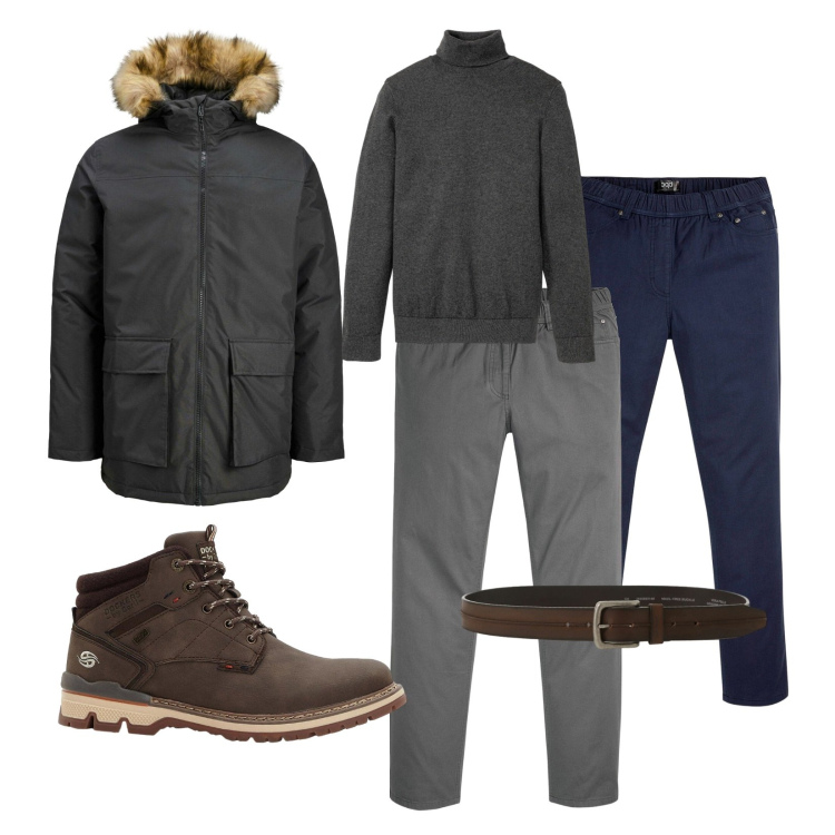 Outfit uomo - Cintura in pelle!. Stile Casual per Tutti i giorni. Abbinamento con maglieria, pantaloni, stivali e stivaletti, parka, cinture.