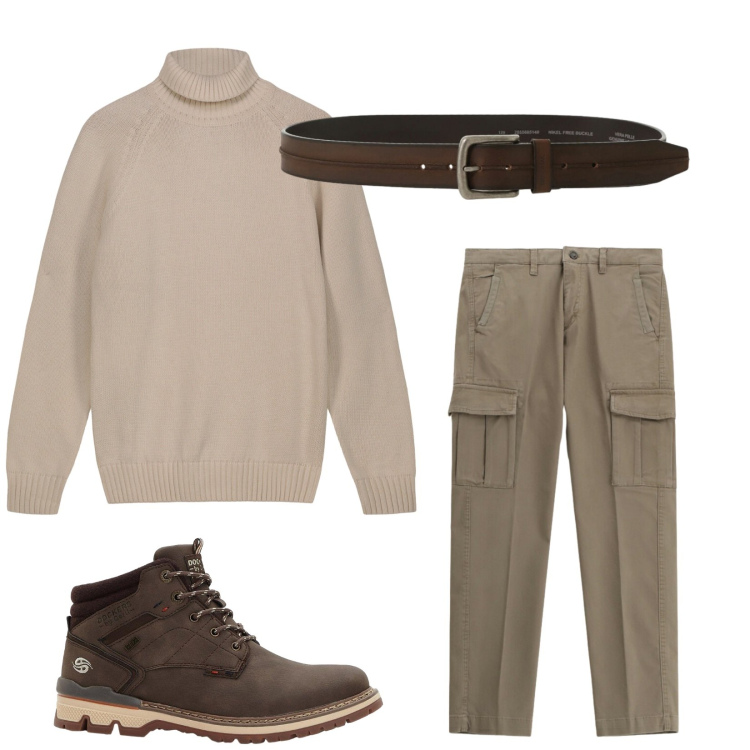 Outfit uomo - La cintura 100% in pelle. Stile Trendy per Tutti i giorni. Abbinamento con stivali e stivaletti, pantaloni cargo, cinture, pullovers.