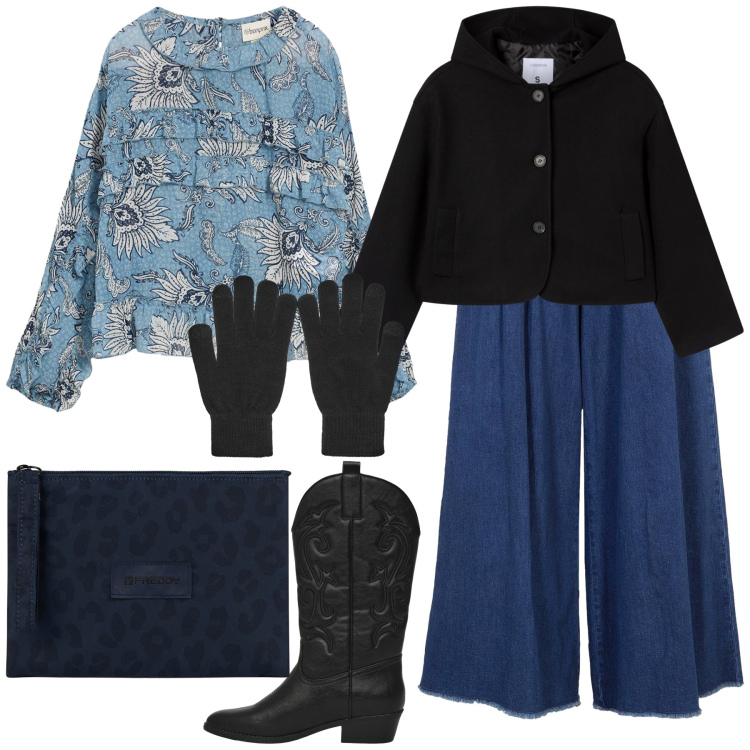 Outfit donna - Una clutch per l ufficio. Stile Urban per Ufficio. Abbinamento con gonne, bluse, stivaletti texani, caban, guanti, clutch.