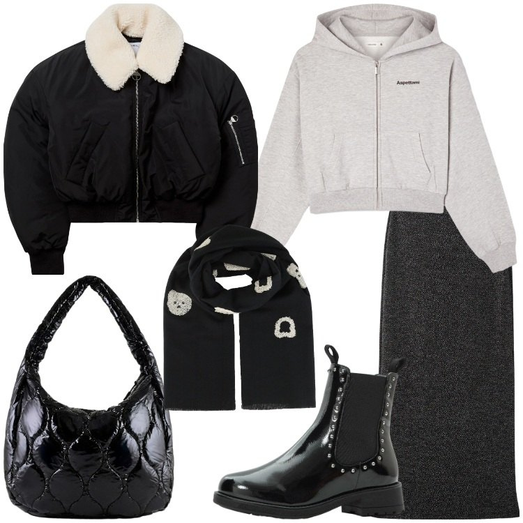 Outfit donna - La mia giacca bomber. Stile Urban per Tutti i giorni. Abbinamento con stivaletti chelsea, sciarpe, blazer, gonne lunghe, felpe con cappuccio, borse tote.