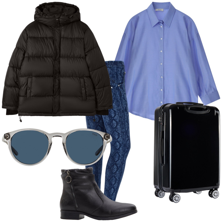 Outfit donna - Si parte in particolare legging. Stile Trendy per Tutti i giorni. Abbinamento con stivaletti, bomber, jeans skinny, valigie, camicie, occhiali da sole.