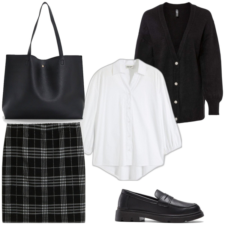Outfit femme - Jupe au bureau. Style Tendance pour Tous les jours. Assortir avec mocassins, jupes, gilets sans manche, chemisiers, sacs tote.