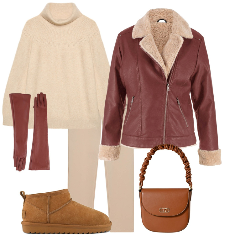 Outfit donna - Freddo in arrivo. Stile Urban per Tutti i giorni. Abbinamento con bomber, borse a mano, guanti, pantaloni, stivali, maglieria.