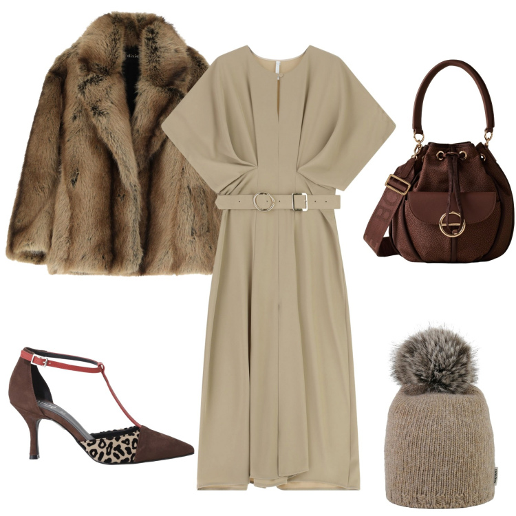 Outfit donna - Serata fuori. Stile Casual chic per Serata fuori. Abbinamento con vestiti lunghi, décolleté, vestiti corti, borse a secchiello, berretti.