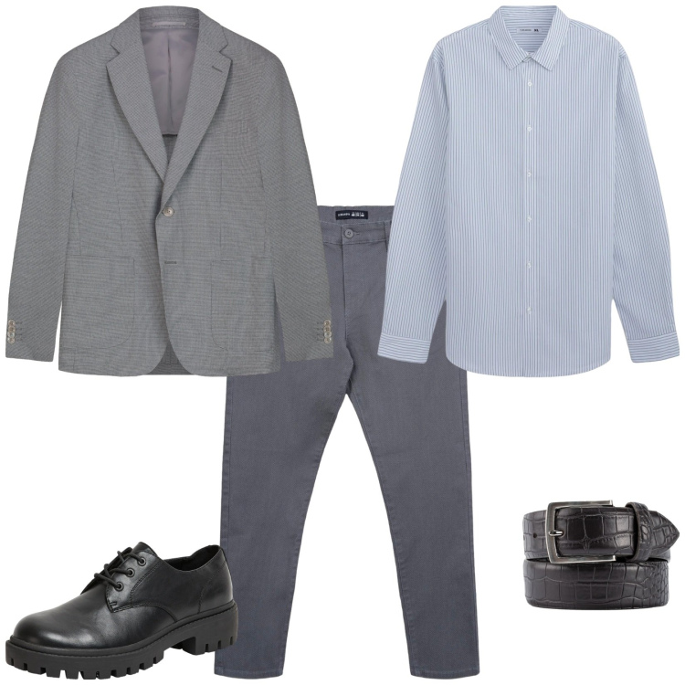 Outfit uomo - Total look #2290401. Stile Casual per Tutti i giorni. Abbinamento con camicie, scarpe stringate, pantaloni chino, giacche, cinture.