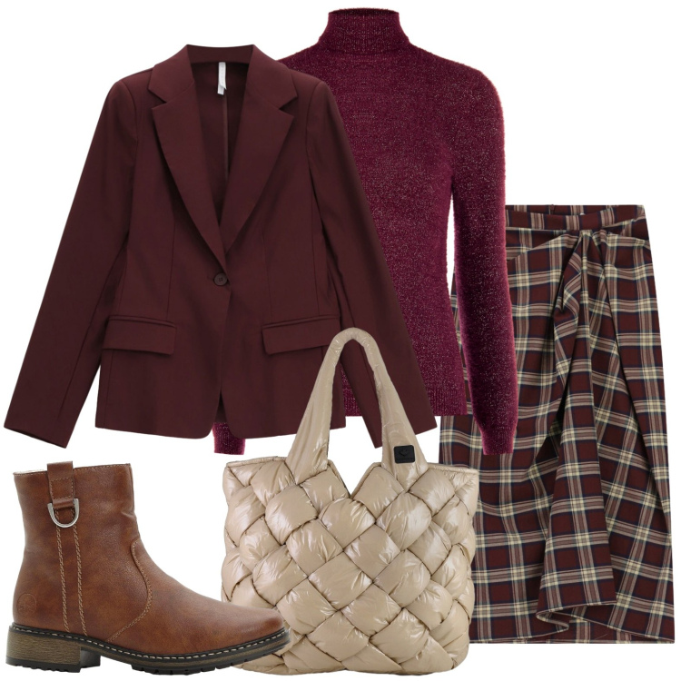 Outfit donna - La maxi gonna raffinata. Stile Urban per Ufficio. Abbinamento con stivaletti, pullovers, gonne longuette, blazer, borse tote.