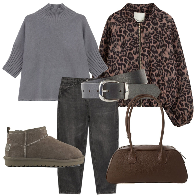 Outfit donna - Il bomber iconico. Stile Casual per Scuola/Università. Abbinamento con bomber, cinture, maglieria, borse a mano, jeans mom, stivali.