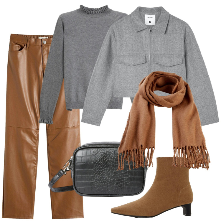 Outfit donna - Il bomber in panno. Stile Trendy per Ufficio. Abbinamento con sciarpe, stivaletti, pantaloni, blazer, maglieria, borse a tracolla.