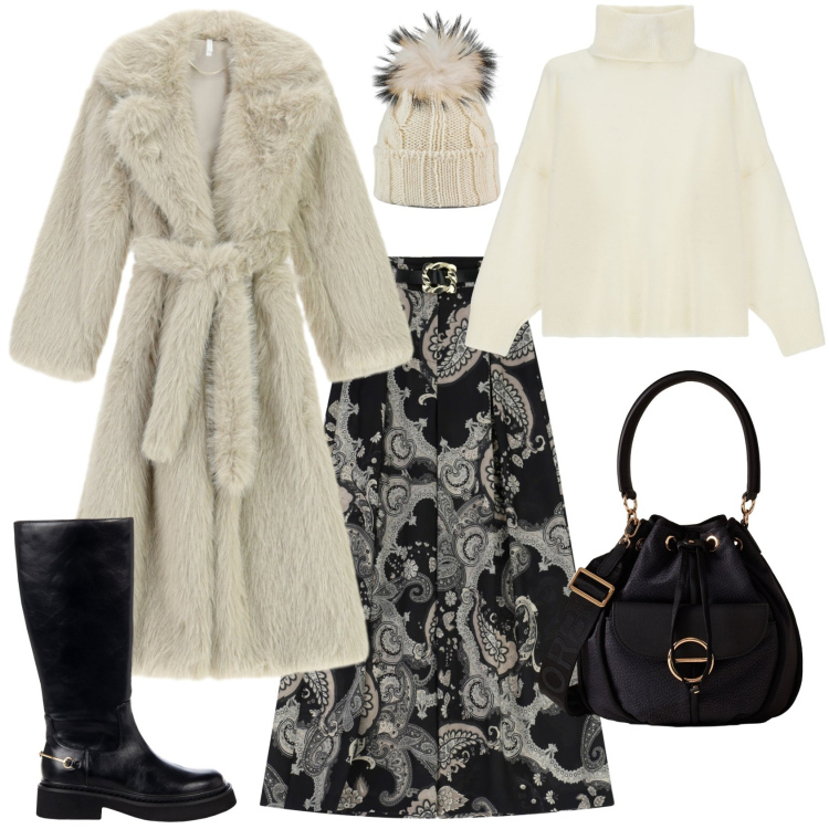 Outfit donna - Boho chic. Stile Boho per Tutti i giorni. Abbinamento con stivali sopra il ginocchio, gonne lunghe, maglieria, cappotti, borse a secchiello, berretti.