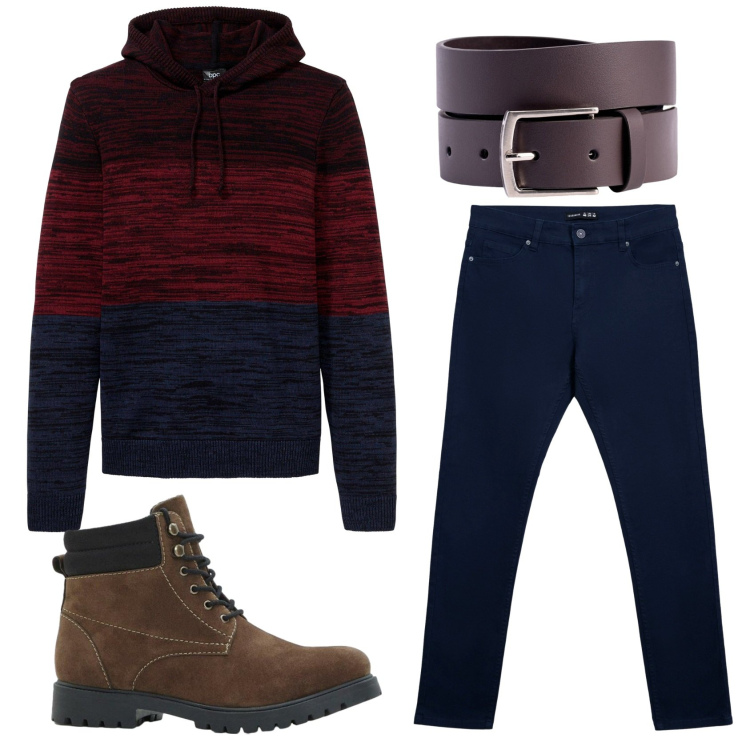 Outfit uomo - Total look #2290720. Stile Casual per Tutti i giorni. Abbinamento con maglieria, stivali e stivaletti, pantaloni skinny, cinture.