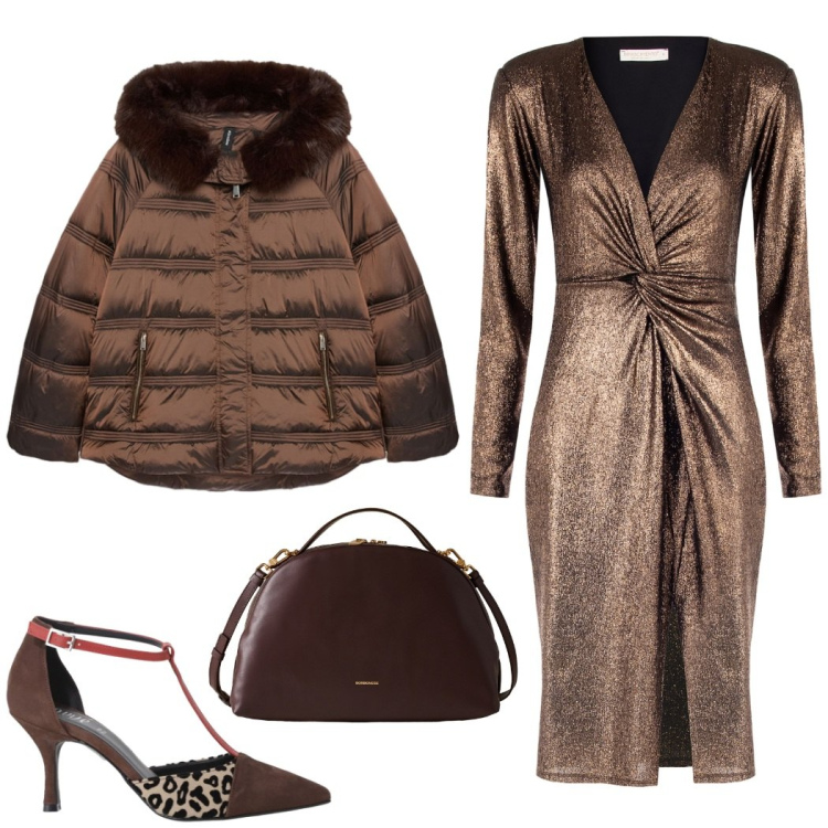 Outfit donna - Total look #2290888. Stile Glamour per Serata fuori. Abbinamento con vestiti a tubino, borse a mano, décolleté, piumini.