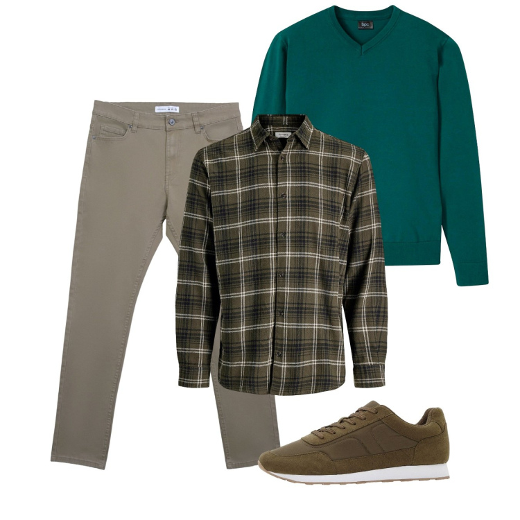 Outfit uomo - Novembre. Stile Casual per Tutti i giorni. Abbinamento con camicie, maglieria, sneakers, pantaloni skinny.