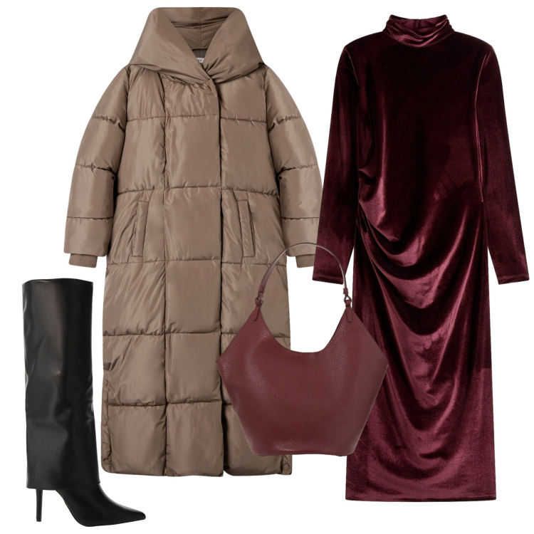 Outfit donna - Qualcosa di velluto - @ellystyle. Stile Chic per Serata fuori. Abbinamento con vestiti midi/longuette, cappotti, stivali, borse a spalla.