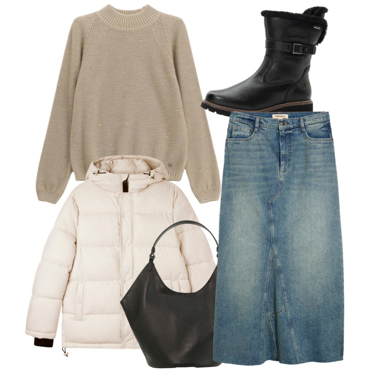 Outfit donna - Total look. Stile Bon Ton per Tutti i giorni. Abbinamento con gonne, stivaletti, maglieria, bomber, borse a spalla.