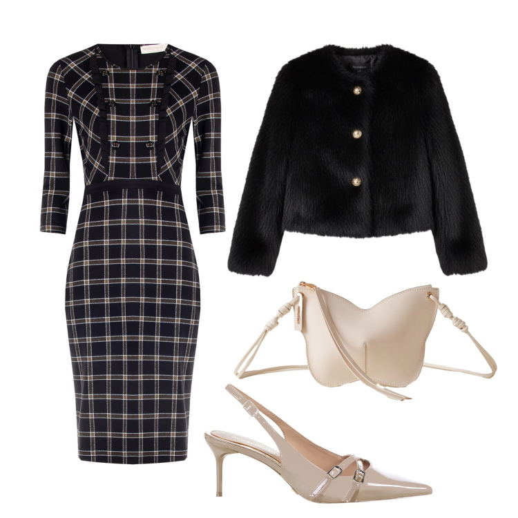 Outfit donna - Minimal chic. Stile Glamour per Serata fuori. Abbinamento con vestiti a tubino, décolleté, ecopellicce, borse a tracolla.