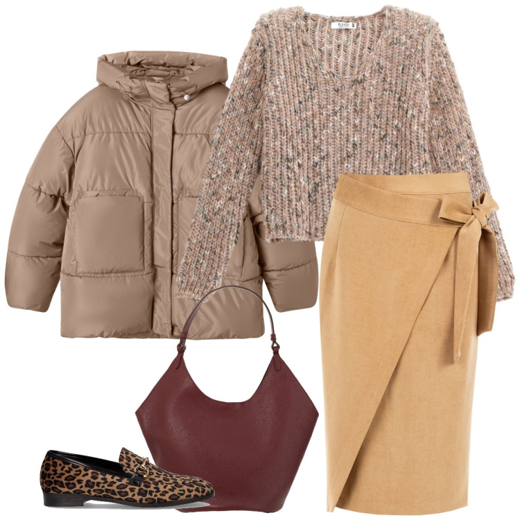 Outfit donna - Total look #2290959. Stile Bon Ton per Serata fuori. Abbinamento con maglieria, bomber, gonne longuette, borse a spalla, mocassini.