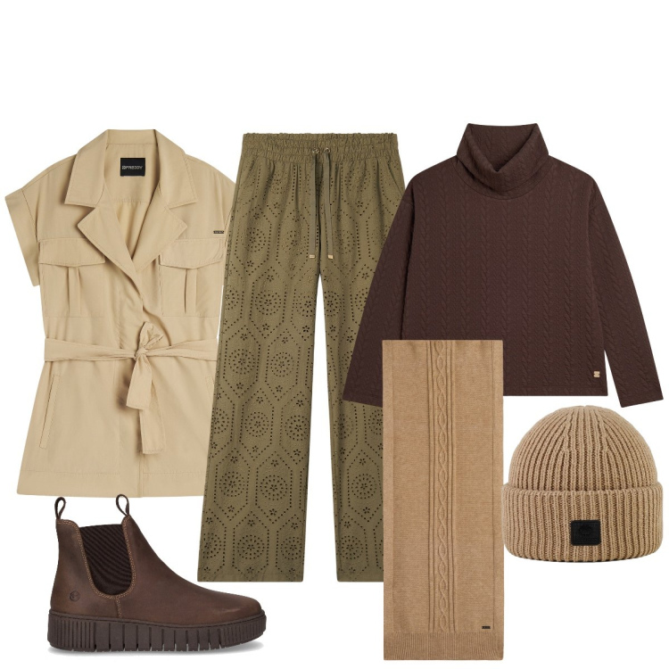 Outfit donna - Oggi giornata di commissioni. Stile Casual chic per Tutti i giorni. Abbinamento con pantaloni, trench, sciarpe, maglieria, berretti, stivaletti chelsea.