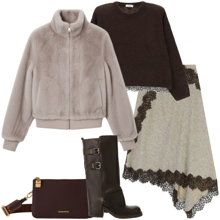 Outfit donna - La mia giacca bomber. Stile Casual chic per Serata fuori. Abbinamento con bomber, borse a tracolla, gonne lunghe, stivali, maglieria.