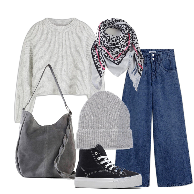 Outfit femme - Novembre. Style Basique pour Tous les jours. Assortir avec sneakers, sacs à main, foulards, pulls, robes longues, bonnets.