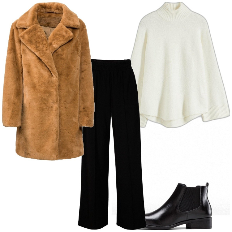 Outfit femme - Basique #6291. Style Basique pour Tous les jours. Assortir avec fausses fourrures, pulls, boots, pantalon .