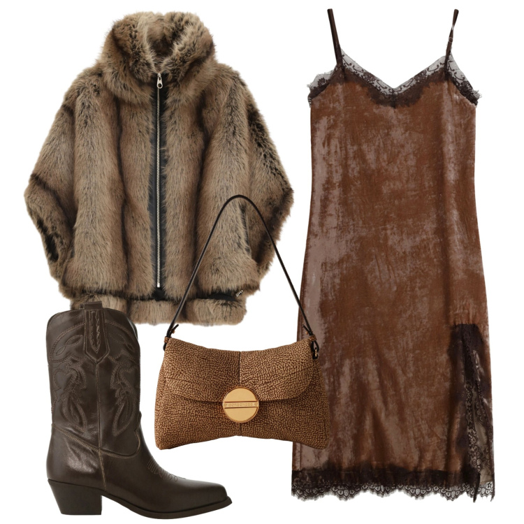 Outfit donna - Glamour per novembre. Stile Glamour per Serata fuori. Abbinamento con borse a tracolla, vestiti midi/longuette, stivali, blazer.