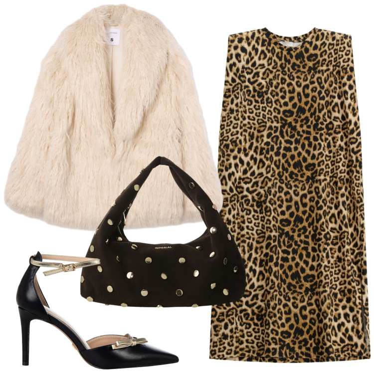 Outfit donna - Glamour per novembre. Stile Glamour per Serata fuori. Abbinamento con ecopellicce, décolleté, borse a spalla, vestiti midi/longuette.