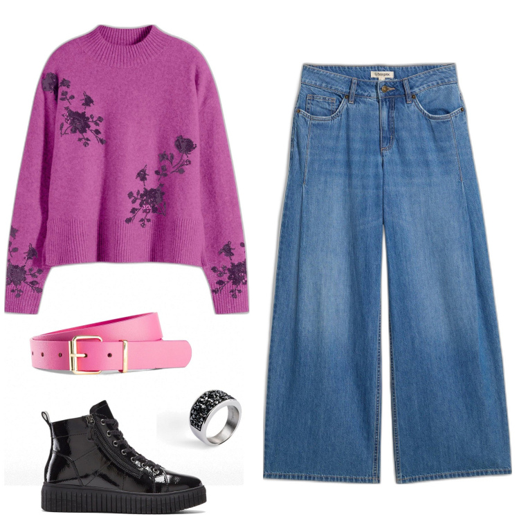 Outfit femme - Lola. Style Casual pour Tous les jours. Assortir avec bagues, bottes, ceintures, pulls, jeans.