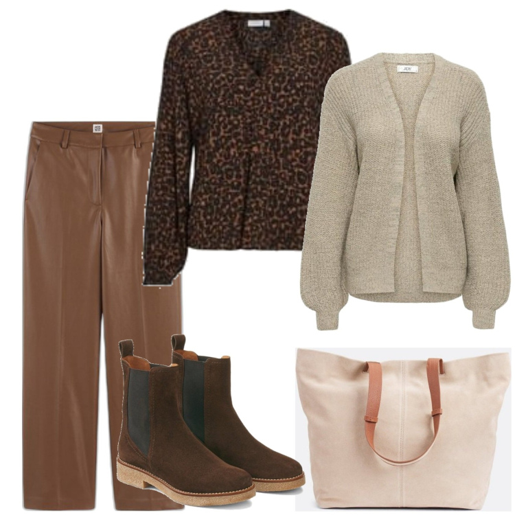 Outfit mujer - Urban look. Estilo Urban para Todos los días. Combinación con blusas, cárdigans, botines, pantalones, bolso tote.