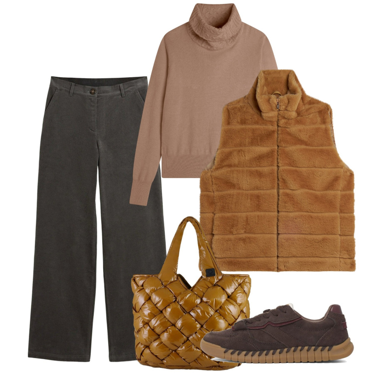 Outfit donna - Qualcosa di velluto - @ellystyle. Stile Casual per Tutti i giorni. Abbinamento con pantaloni, gilet, maglieria, borse tote, sneakers.